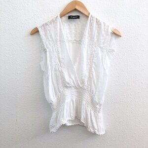 THE KOOPLES Embroidered Shirred Waist Cropped Top No Size Tag Check Measurements